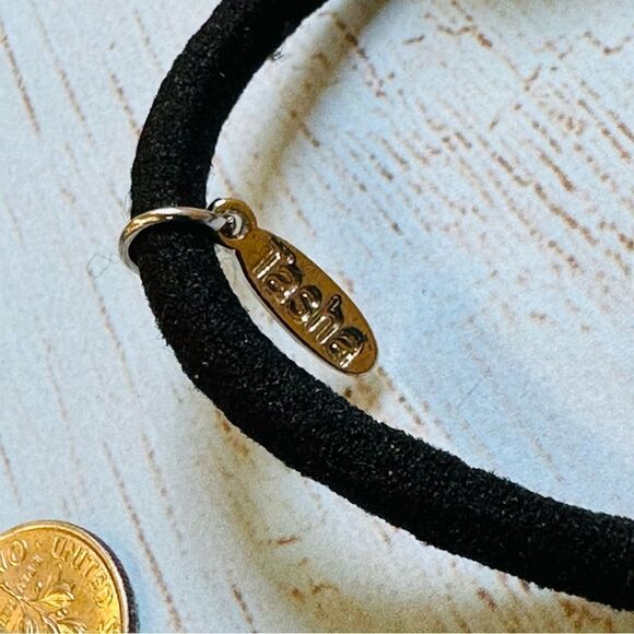 Tasha Silver Crystal Bow Black Hair Tie - Picture 2 of 3